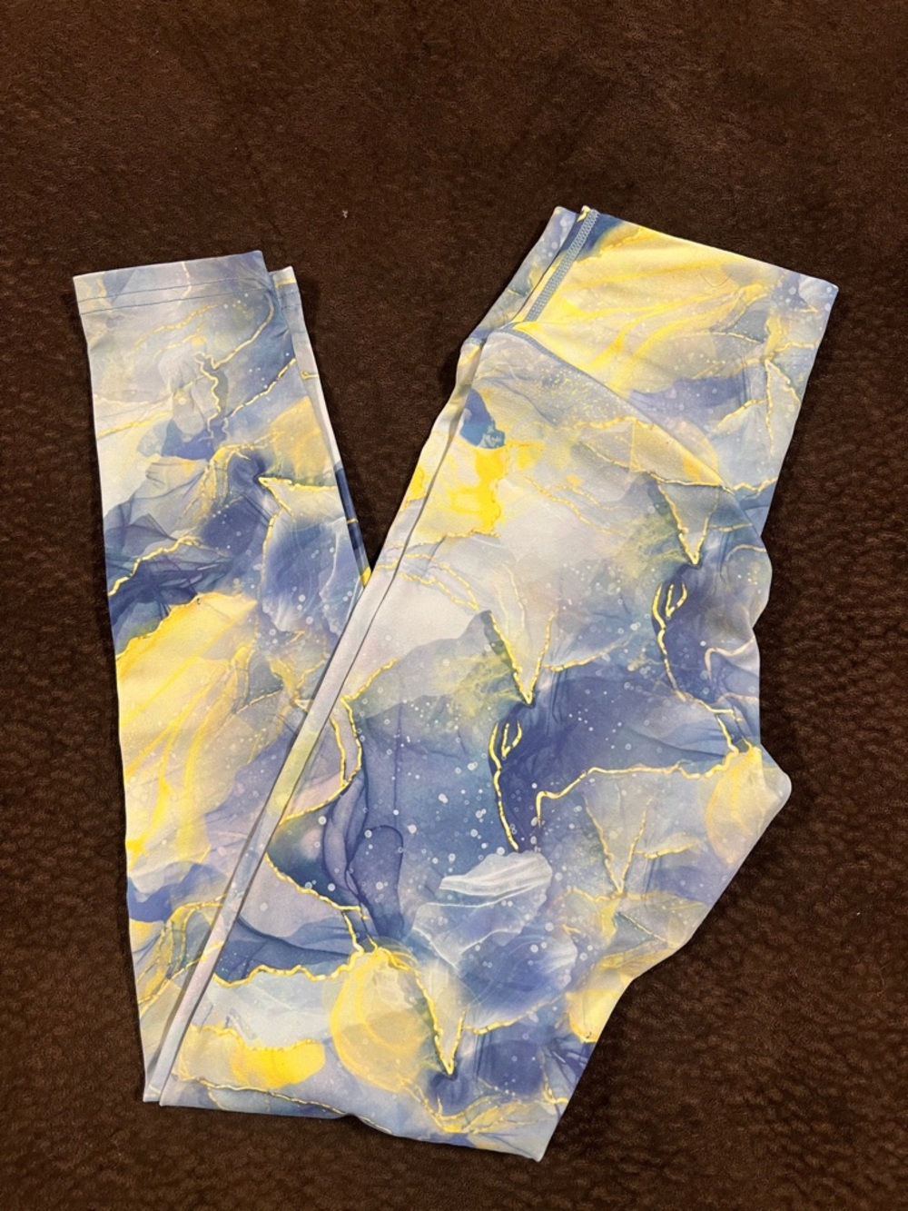 Blue & Yellow Marble Print Women's Leggings